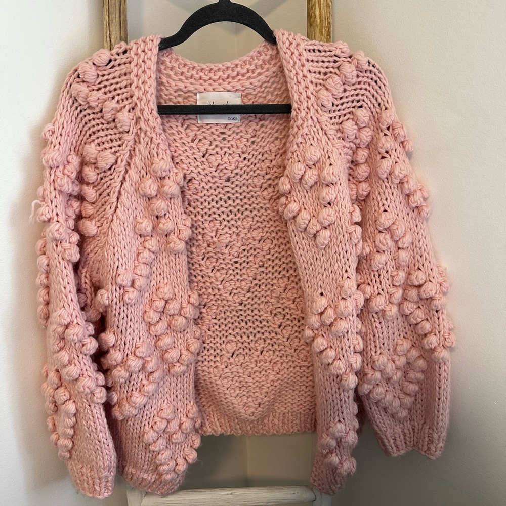 Chicwish Pink Pom-Pom Cardigan Sweater